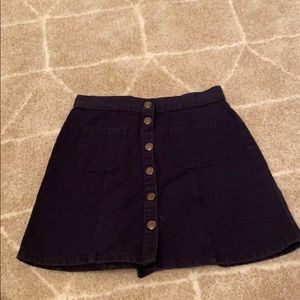 navy denim mini skirt